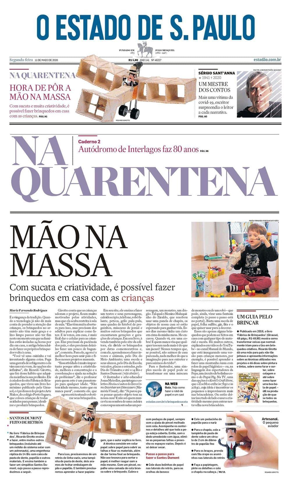 Reprodução da página do Estadão sobre Fábrica de Brinquedos
