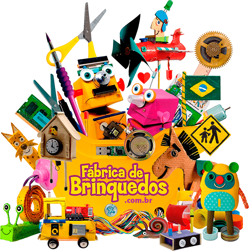 Criança fazendo brinquedo de sucata na Fábrica de Brinquedos