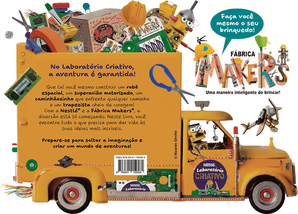 Fábrica Makers Nestlé — brinquedos com embalagens recicladas, oficina DIY, faça você mesmo com crianças Caminhão da Fábrica Makers Nestlé — oficina itinerante de brinquedos artesanais com embalagens recicladas Nestlé, faça você mesmo, DIY com crianças